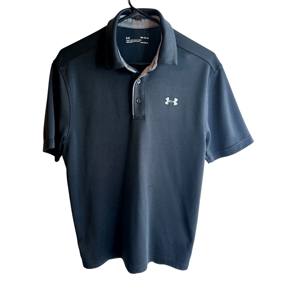 Under Armour Heat Gear Men's  size MD Black Polo‎